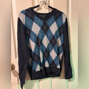 Banana Republic Merino Wool V-Neck Argyle Sweater - Small